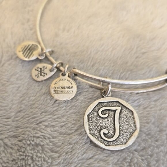 Alex And Ani Silver Charm Bracelet with Initial J - Picture 2 of 3